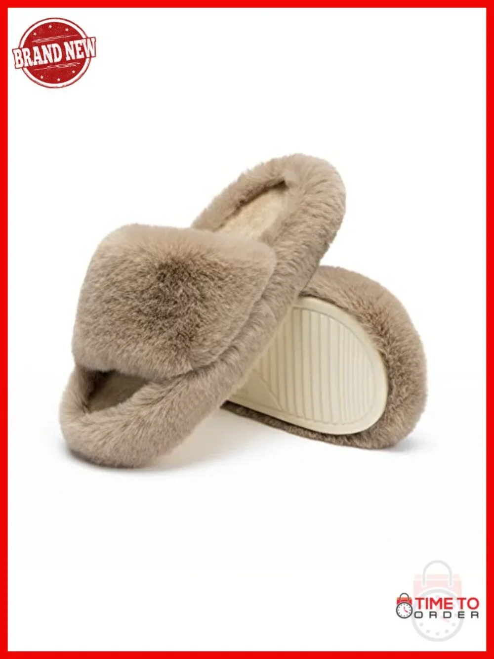 Memory Foam Faux Fur Lined Open Toe Slippers